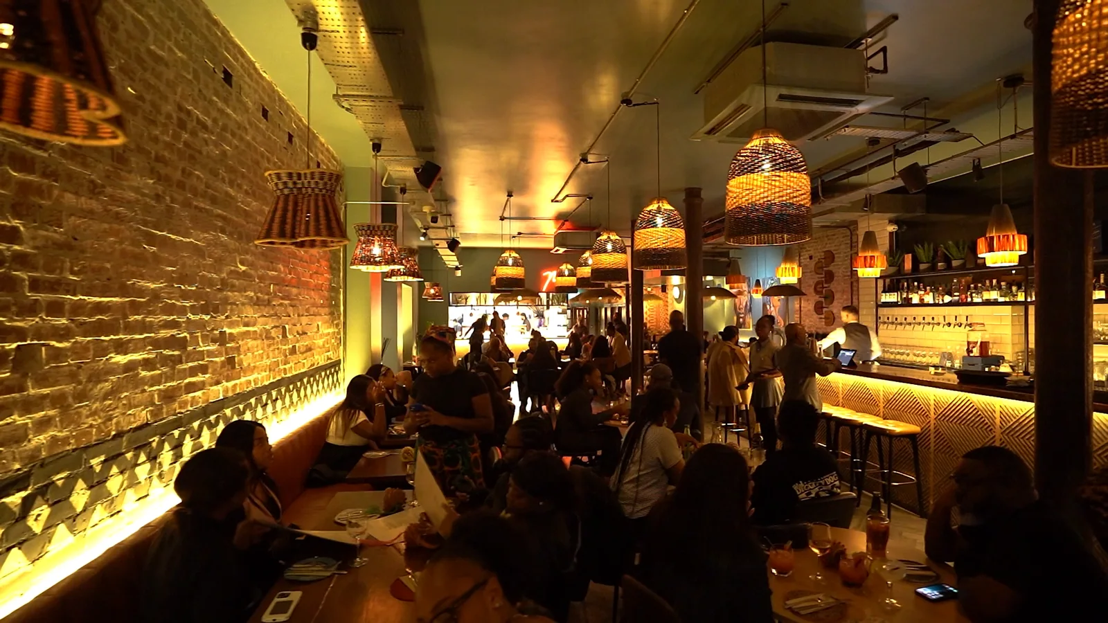 Guests filling the dining room at Monika