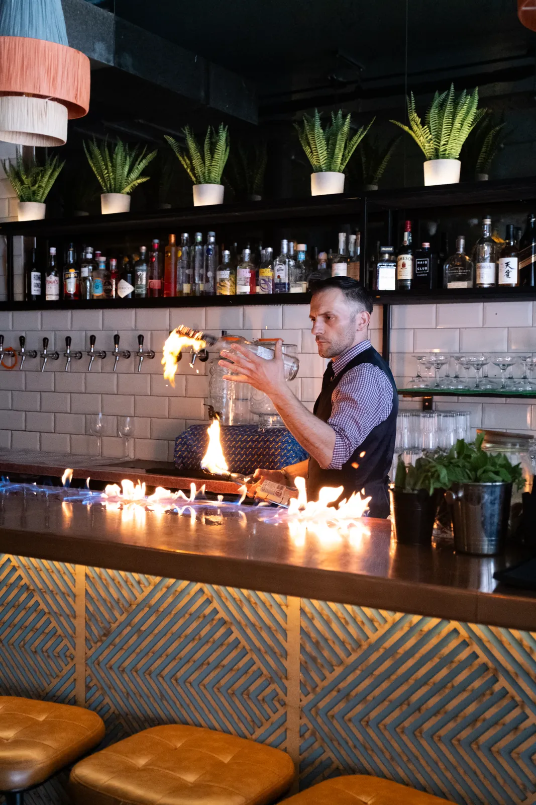 Flair bartending at the Monika bar