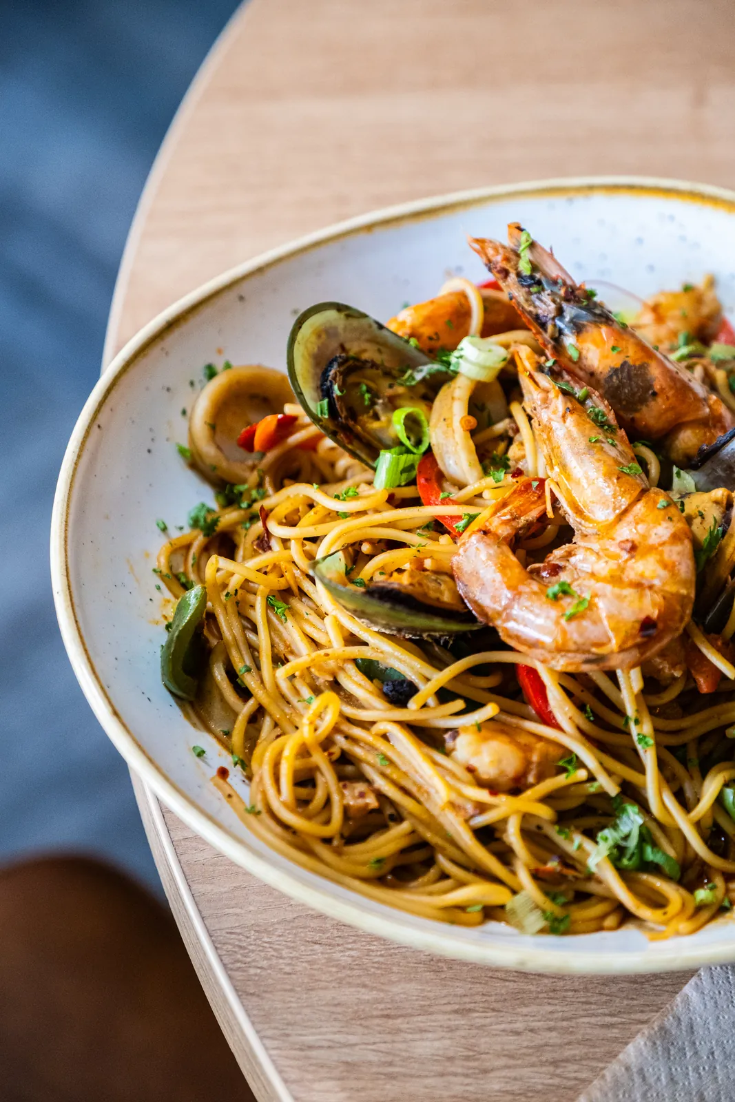 A closer look at the seafood pasta