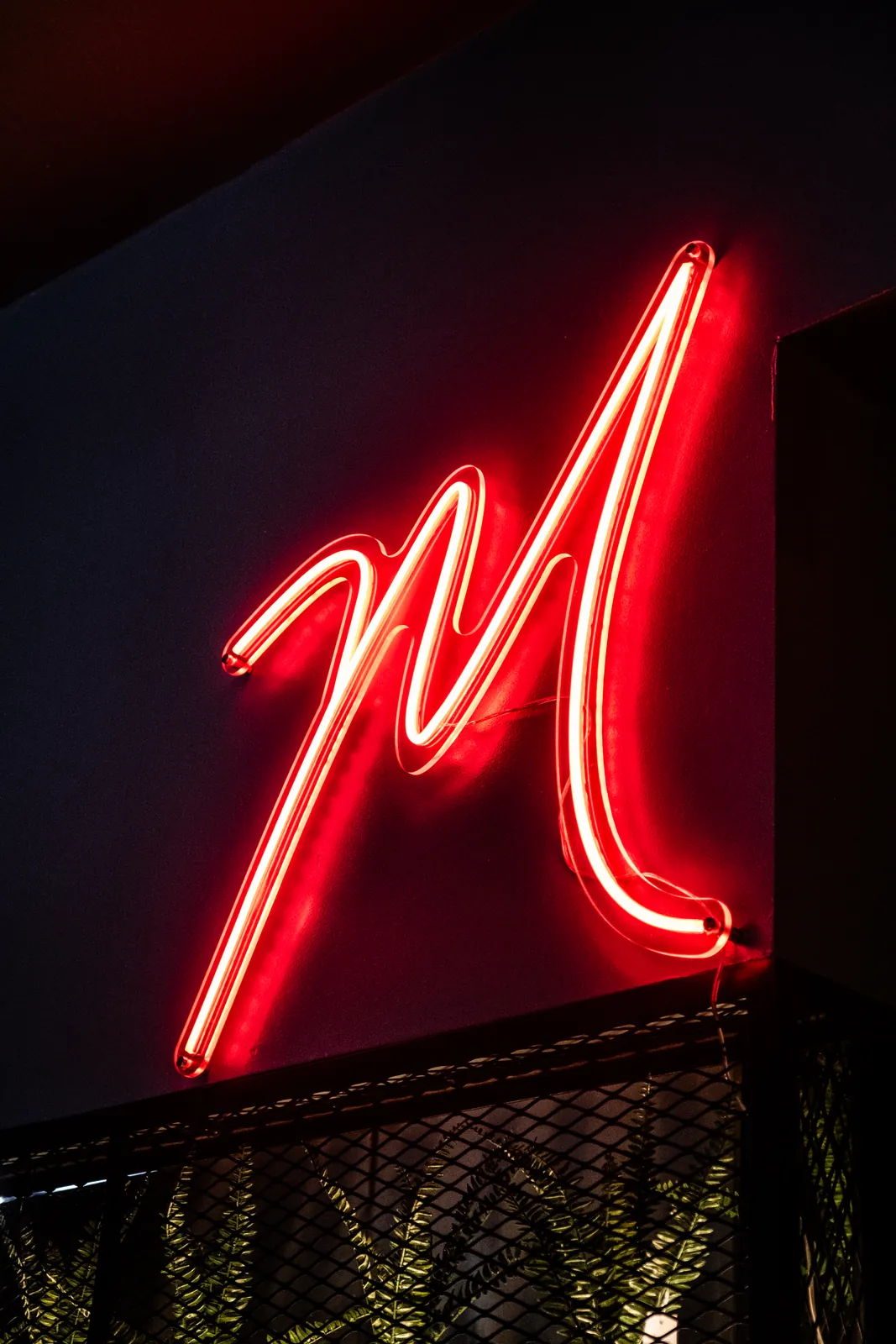 The glowing Monika sign