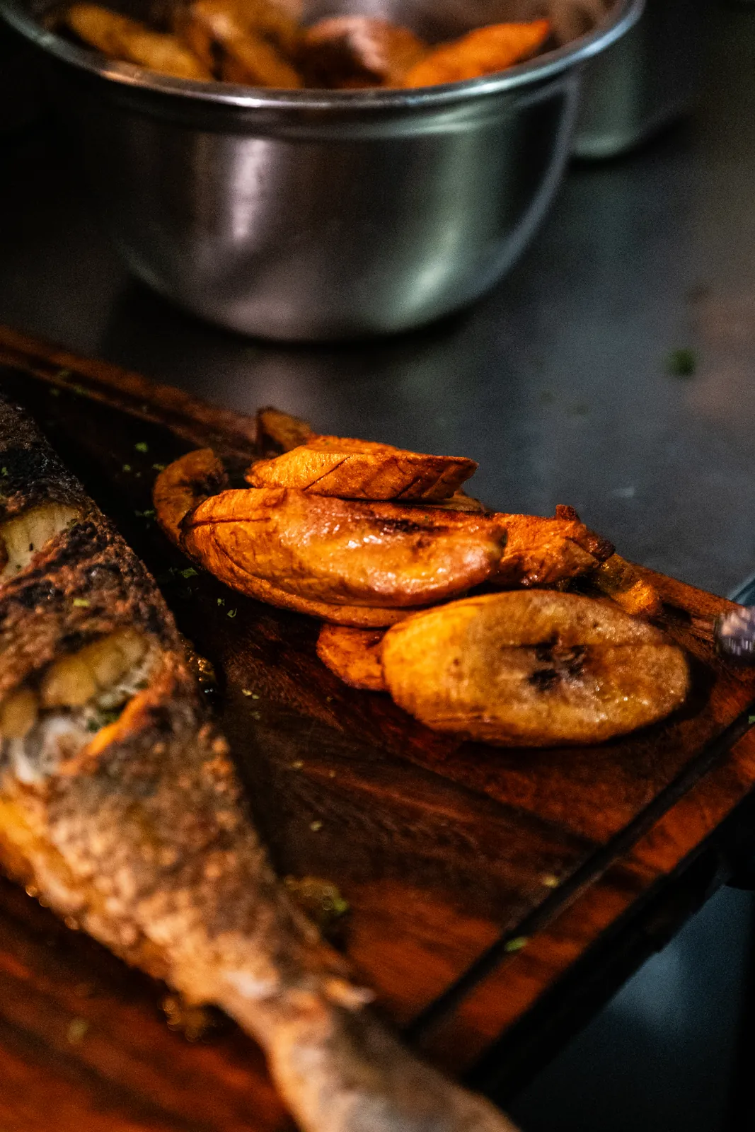 Grilled fish and golden plantain