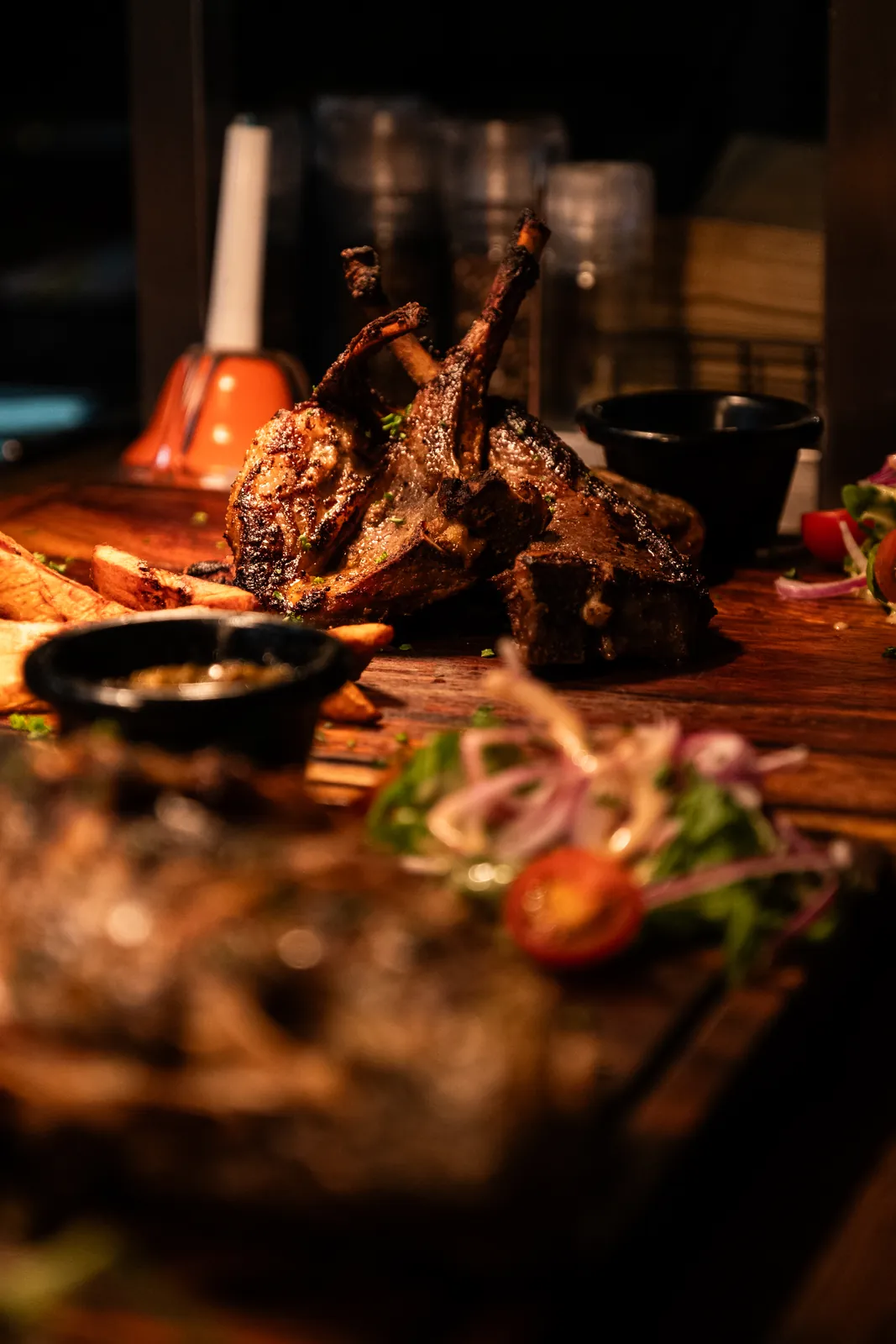 A generous board of grilled meats