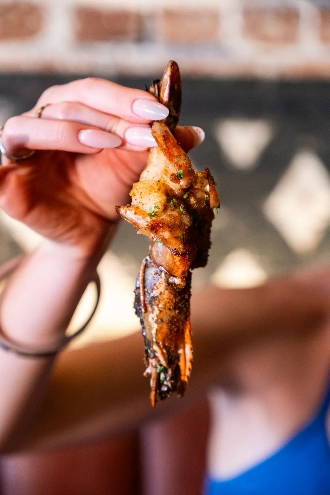 A closer look at a grilled bite